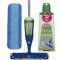 Bona Floor Mop Starter Kit - 1 Spray Mop, 1 Reusable Microfiber Pad, 1 Refillable Multi Surface Floor Cleaner Liquid