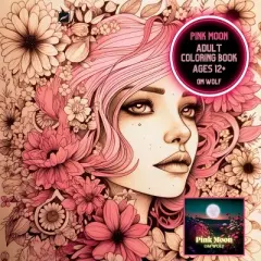 Pink Moon Adult Coloring Book - by  Om Wolf (Paperback)