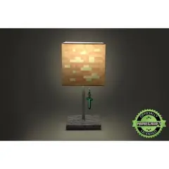 Ukonic Minecraft Diamond Ore LED Lamp w/ 3D Diamond Sword Pull | 14-Inch Desk Lamp