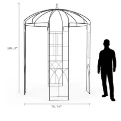 GustoWave French Style Birdcage Shape Heavy Duty Gazebo, Pergola Pavilion Arch Arbor Plants Stand Rack for Wedding, Climbing Vines, Black