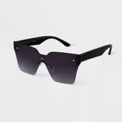 Women's Plastic Square Shield Sunglasses - A New Day&trade; Black