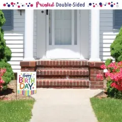 Big Dot of Happiness Cheerful Happy Birthday - Outdoor Home Decorations - Double-Sided Colorful Birthday Party Garden Flag - 12 x 15.25 inches