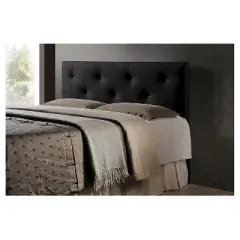 King Dalini Modern and Contemporary Faux Leather Headboard with Faux Crystal Buttons Black - Baxton Studio