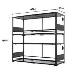 REPTIZOO 2 Layer 64gallon Reptile Glass Terrarium-48 x 18 x 44 inches