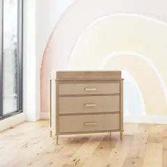 Shiloh 3 Drawer Convertible Dresser & Changing Table, Natural and Faux Rattan