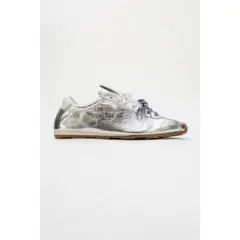 Crea - Silver Leather Sneakers (Women) | Forever & Always Shoes