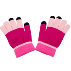 Fosmon Touchscreen Gloves, Winter Knit Gloves with Touch screen Fingers for Men & Women, Superb Accuracy on 3 Conductive Fingertips - Pink
