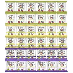 36 PACK Skinny Popcorn Variety Pack Gluten Free Snacks For Kids-Popcorn Bags With Kettle, White Cheddar & Original Flavors