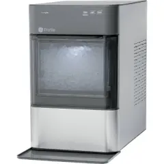GE Profile 38lb Opal 2.0 Nugget Countertop Ice Maker Silver: Portable Crushed Ice Machine, Stainless Steel, 3lb Storage