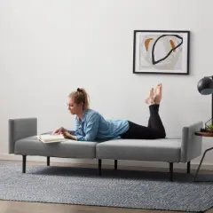 Comfort Collection Futon Sofa Bed with Buttonless Tufting - Lucid