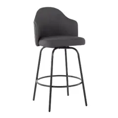 Set of 2 Ahoy Metal/Polyester Counter Height Barstools Black/Charcoal - LumiSource