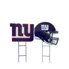 NFL New York Giants 2pk Logo and Helmet Garden Stake Set