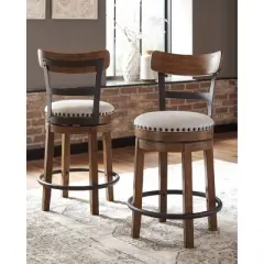 Valebeck Upholstered Swivel Counter Height Barstool Brown - Signature Design by Ashley