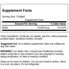 Swanson Premium Super Strength Biotin Softgels, 10,000 Mcg, 60 Count