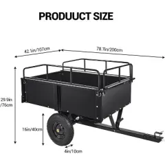 750Lb Heavy Duty Utility Trailer w/Removable Sides, 15 Cu.Ft ATV/Garden Dump Cart, Pneumatic Tires For Lawn Mowers, Tractors, Farm (Black/Yellow)