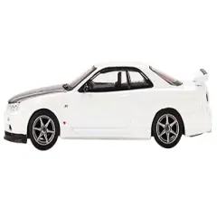 Nissan Skyline GT-R (R34) V-Spec II N1 RHD White w/Carbon Hood Ltd Ed 4200 pcs 1/64 Diecast Model Car by True Scale Miniatures