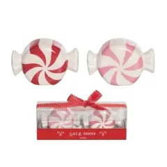 Transpac Dolomite Peppermint Candy Salt and Pepper Shaker Set of 2 Ceramic Christmas Decor Fun Holiday Kitchen Accessory