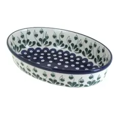 Blue Rose Polish Pottery 299 Ceramika Small Oval Baking Dish