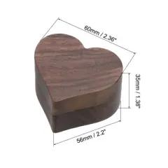 Unique Bargains Heart Shaped Wooden Ring Boxes Jewelry Storage