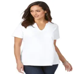 Jessica London Women&rsquo;s Plus Size Short Sleeve Notch Neck Tee
