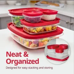 Rubbermaid 3pk Easy Store Value Medium Rectangle Food Storage Containers Red