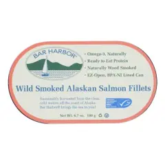 Bar Harbor Wild Smoked Alaskan Salmon Fillets - Case of 12/6.7 oz