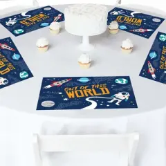 Big Dot of Happiness Blast Off to Outer Space - Party Table Decorations - Rocket Ship Baby Shower or Birthday Party Placemats - Set of 16
