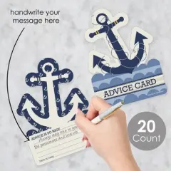 Big Dot of Happiness Ahoy - Nautical - Anchor Wish Card Baby Shower Activities - Shaped Advice Cards Game - Set of 20
