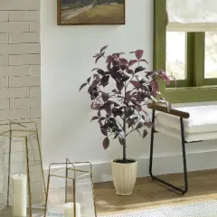 34" Black Plum Leaf Potted Artificial Fall Mini Tree - Hearth & Hand&trade; with Magnolia