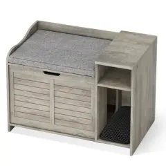 Cat Litter Box, Flip Top Litter Box Furniture with Litter Mat, Hidden Cat Box with Storage Space, Covered Cat Washroom Cat House for Cats