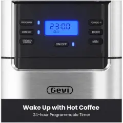 10-Cup Drip Coffee Maker with Built-in Grinder, Programmable Brew Coffee Machine with Timer