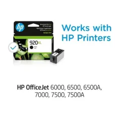 HP 920XL High Yield Single Ink Cartridge - Black (HEWCD975AN): Printer Ink for HP 920 Series