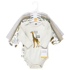 Hudson Baby Unisex Baby Cotton Long-Sleeve Bodysuits, Rustic Safari