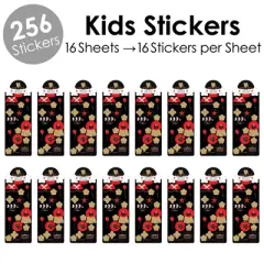 Big Dot of Happiness Red Carpet - Movie Night Birthday Party Favor Kids Stickers - 16 Sheets - 256 Stickers