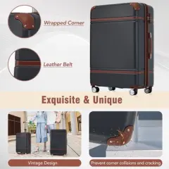 28 IN Luggage 1 Piece with TSA lock , Expandable Lightweight Suitcase Spinner Wheels, Vintage Luggage