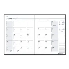 Recycled Ruled 14-Month Planner with Leatherette Cover, 11 x 8.5, Black Cover, 14-Month: Dec 2025 to Jan 2027