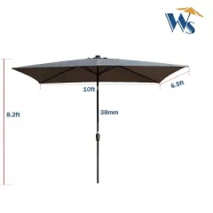 NicBex 10x6.5FT Patio Umbrella UV-Proof Outdoor Umbrellas Waterproof Rectangular LED Umbrella with Crank and Push Button Tilt for Pool