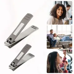 Unique Bargains Stainless Steel Nail Clippers Portable Nail Clipper Kit for Nail Care 2 Pcs