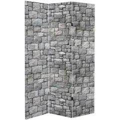 6" Double Sided Medieval Stone Canvas Room Divider Gray - Oriental Furniture