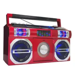 Studebaker SB2145 80's Retro Street Portable Bluetooth Boombox with FM Radio, CD Player, LED EQ and 10 Watts RMS Power