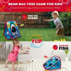 SWOOC Games - Shark Frenzy | 2-in-1 Bean Bag Toss Game for Kids | 5-Second Setup | Toddler Party Games For Kids 3-5 | Toddler Outdoor Games for Kids