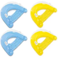 Intex Sit 'N Float Inflatable Lounges Blue and Yellow 4 Pack 60" X 39"