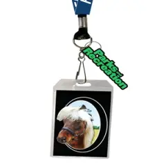 Parks and Recreation Farewell Li'l Sebastian Lanyard with Clear ID Badge Holder Blue