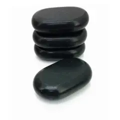 Royal Massage Set of 4 XL Oval Hot Massage Stones &ndash; Natural Basalt Stones for Spa Therapy & Muscle Relief
