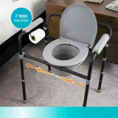 Able Life Universal Bedside Commode, Extra Wide 3-in-1 Toilet Rail, Shower Chair & Portable Commode Chair