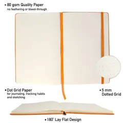 Paper Junkie A5 Dotted Notebooks with Hardcover - Journals for Writing - Grid Notebook - 192 pages, 5.7" x 8.4" (Orange, 20 Pack)