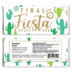 Big Dot of Happiness Final Fiesta - Candy Bar Wrapper Last Fiesta Bachelorette Party Favors - Set of 24
