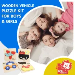 Leo & Friends Wooden Vehicle Puzzle Kit for Boys and Girls