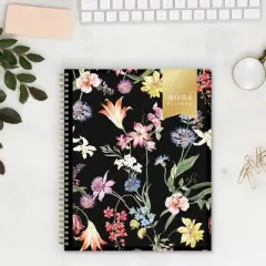 Day Designer 2024 Planner 8.5"x11"  Weekly/Monthly Clear Pocket Cover Wild Blooms Black
