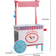 Svan Ice Cream Cart for Kids, Wood Playstand